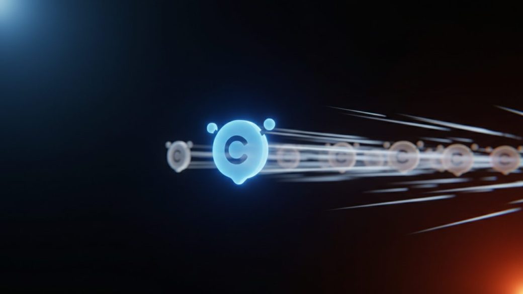 A single glowing chatbot icon losing its lead at the front of a race, dramatic high-contrast lighting, clean dark background, no text