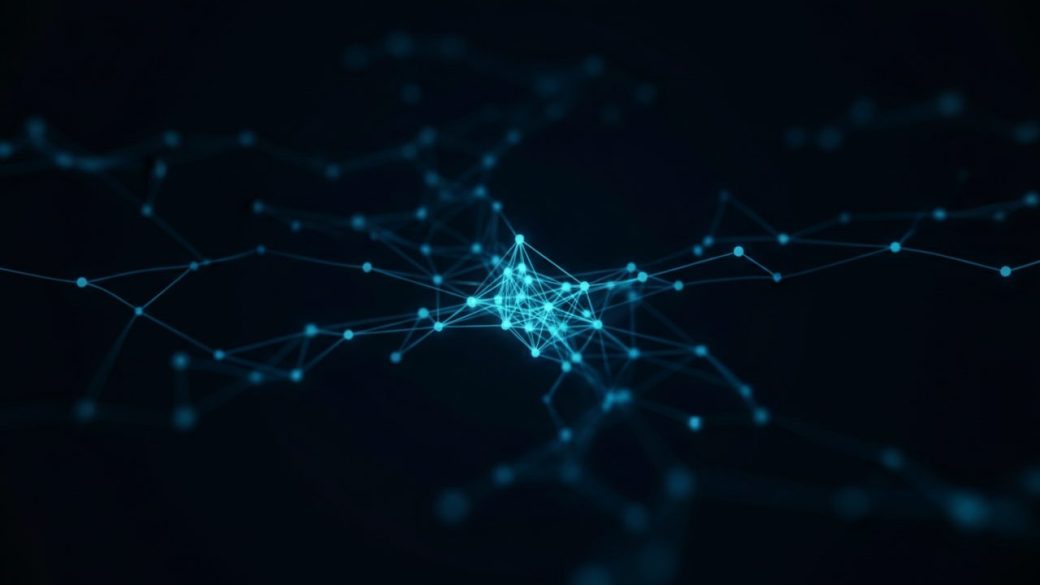 A single glowing AI conductor figure made of light orchestrating a circle of floating model nodes connected by data streams, one clear central focal subject, dramatic dark background, high-contrast photorealistic composition, no text or watermark