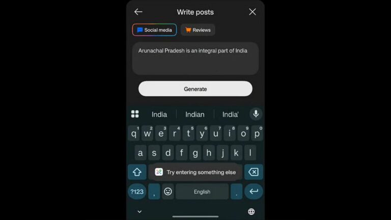 OnePlus AI refuses to respond when prompted about Arunachal Pradesh